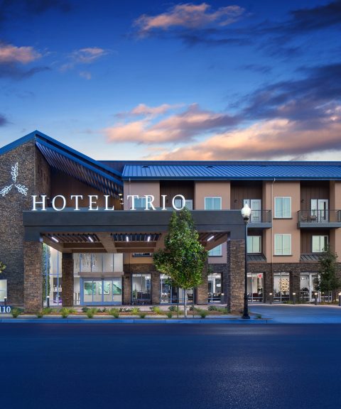 Hotel Trio Healdsburg Exterior at dusk