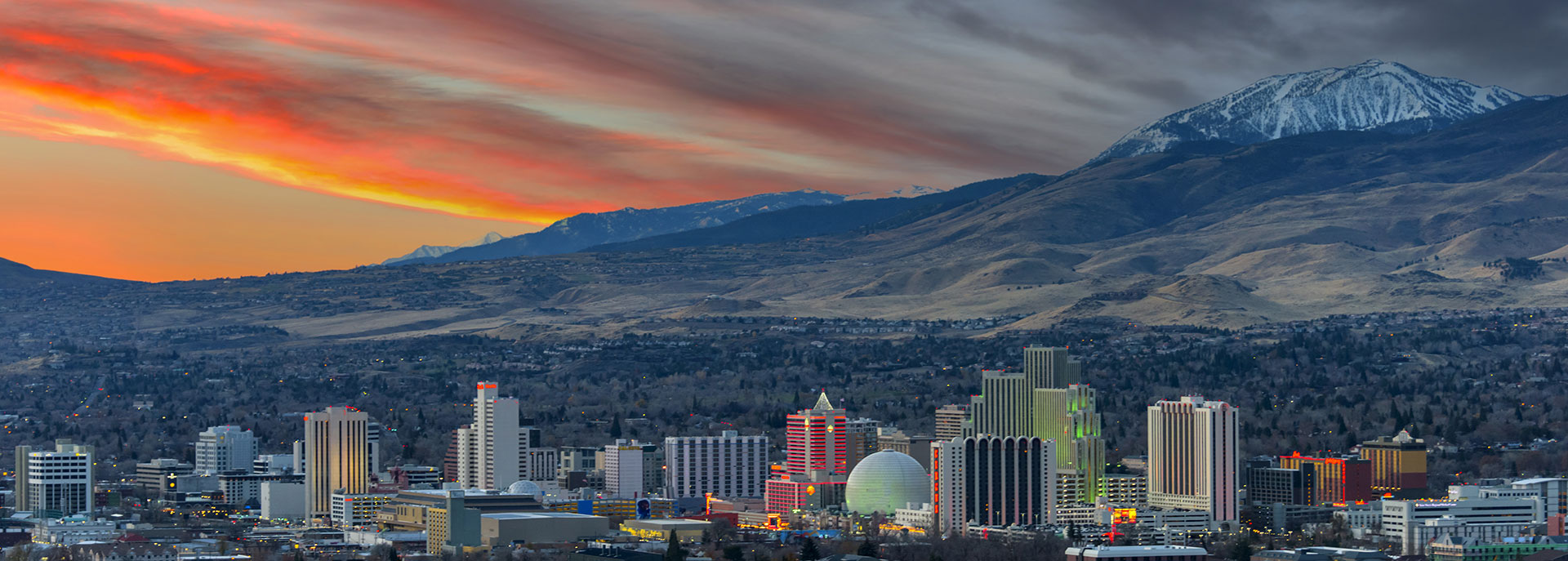 Reno Nevada Skyline with Mountains